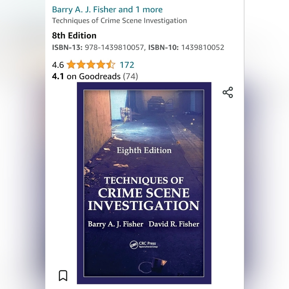 Techniques of Crime Scene Investigation 8th Edition (Barry Fisher)